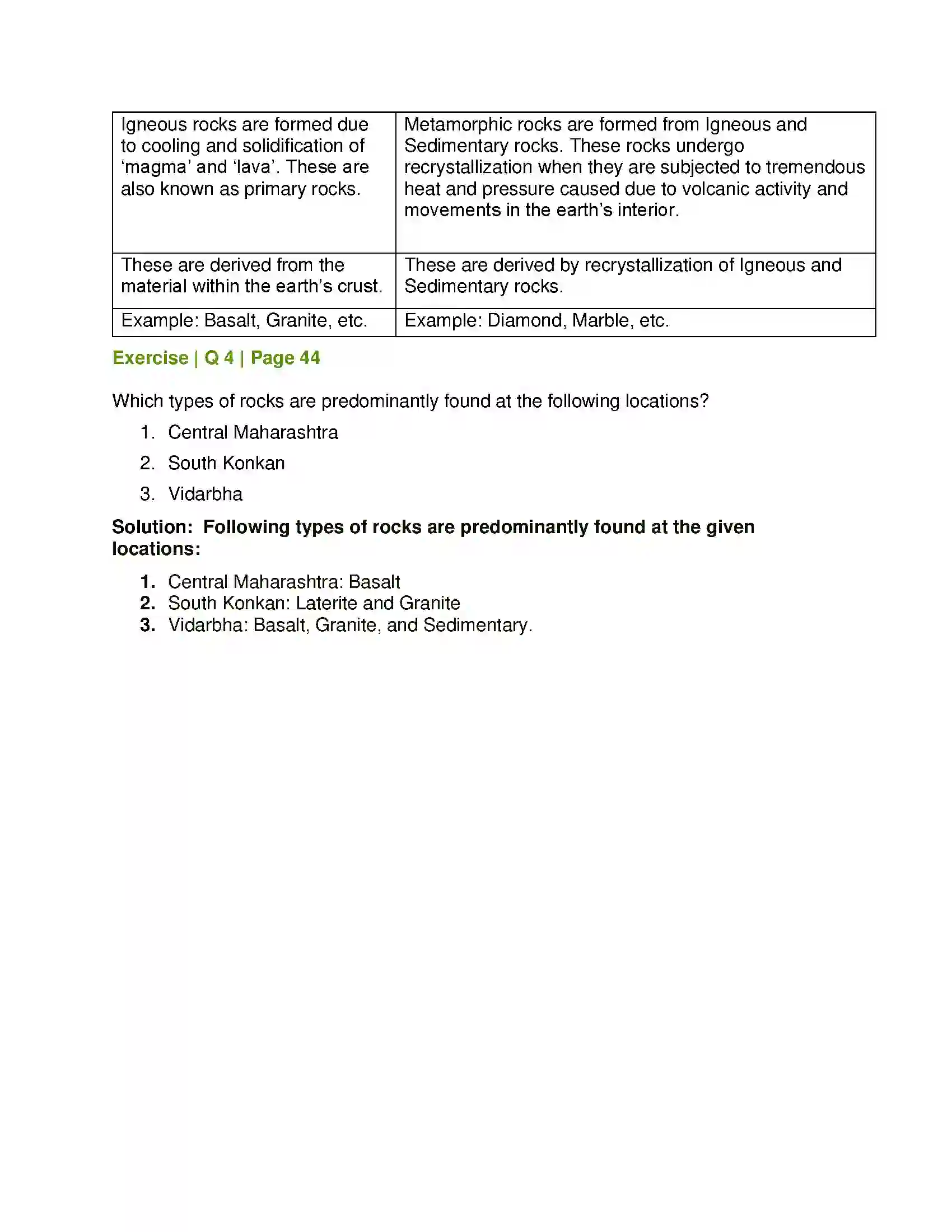 Maharashtra Board Class 6th Geography Rocks and Rock Types Solution 3