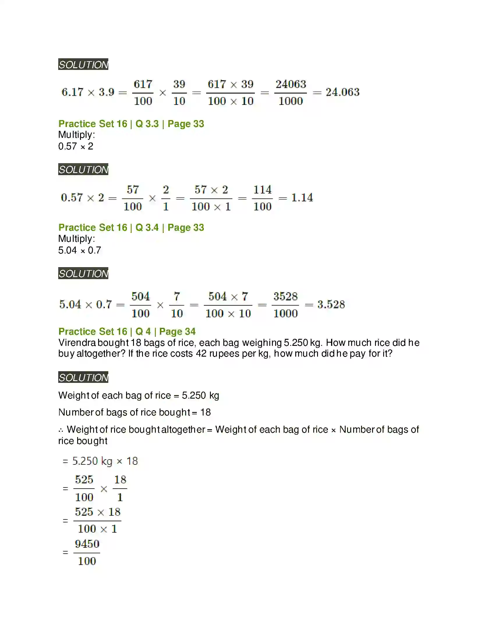 Maharashtra Board Class 6th Mathematics Decimal Fractions Solution 12