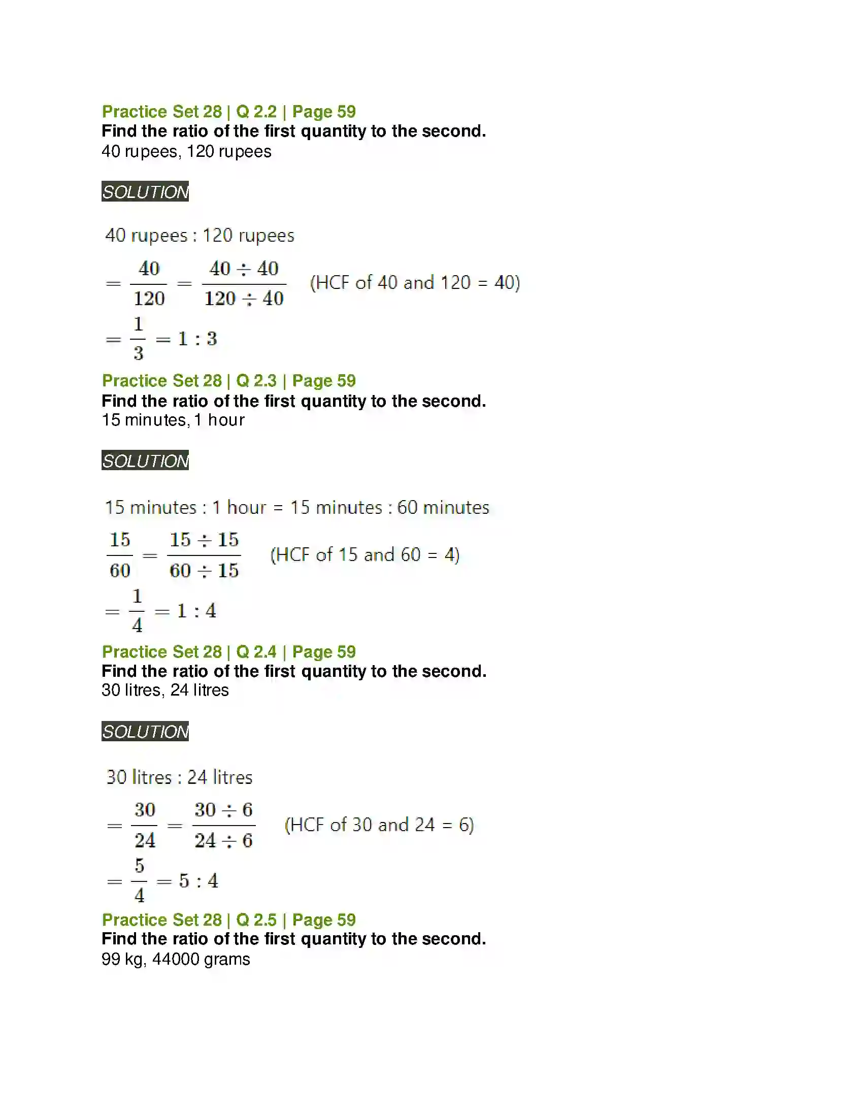 Maharashtra Board Class 6th Mathematics Ratio and Proportion Solution 3