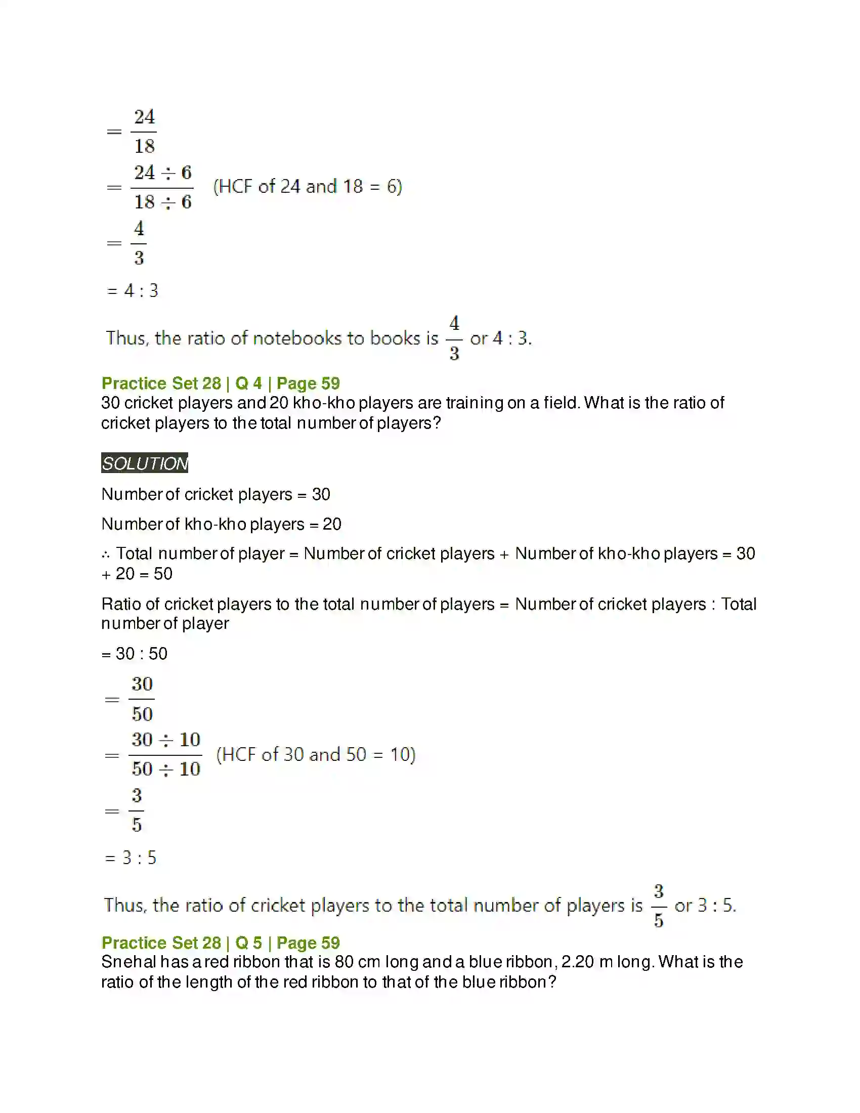 Maharashtra Board Class 6th Mathematics Ratio and Proportion Solution 6
