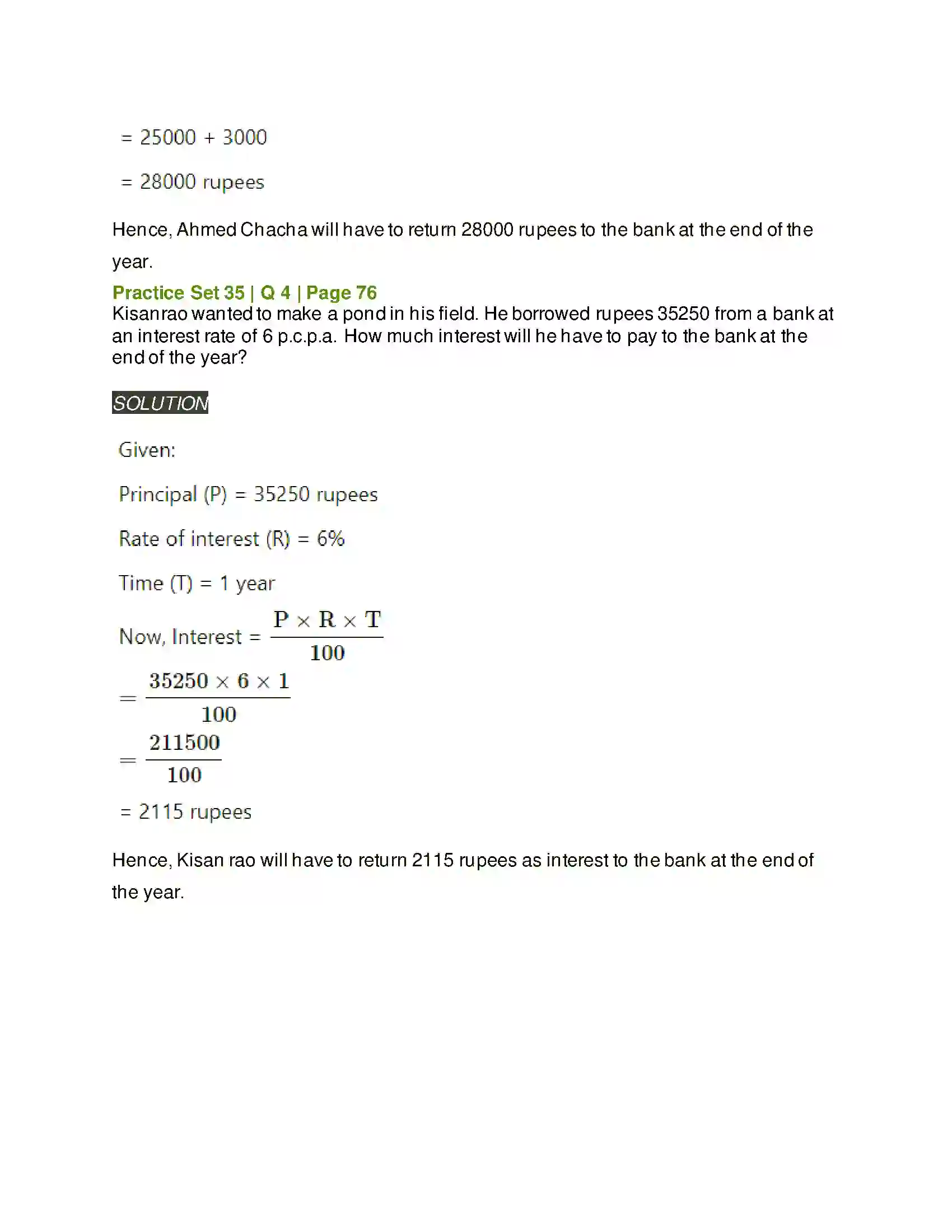 Maharashtra Board Class 6th Mathematics Banks and Simple Interest Solution 3