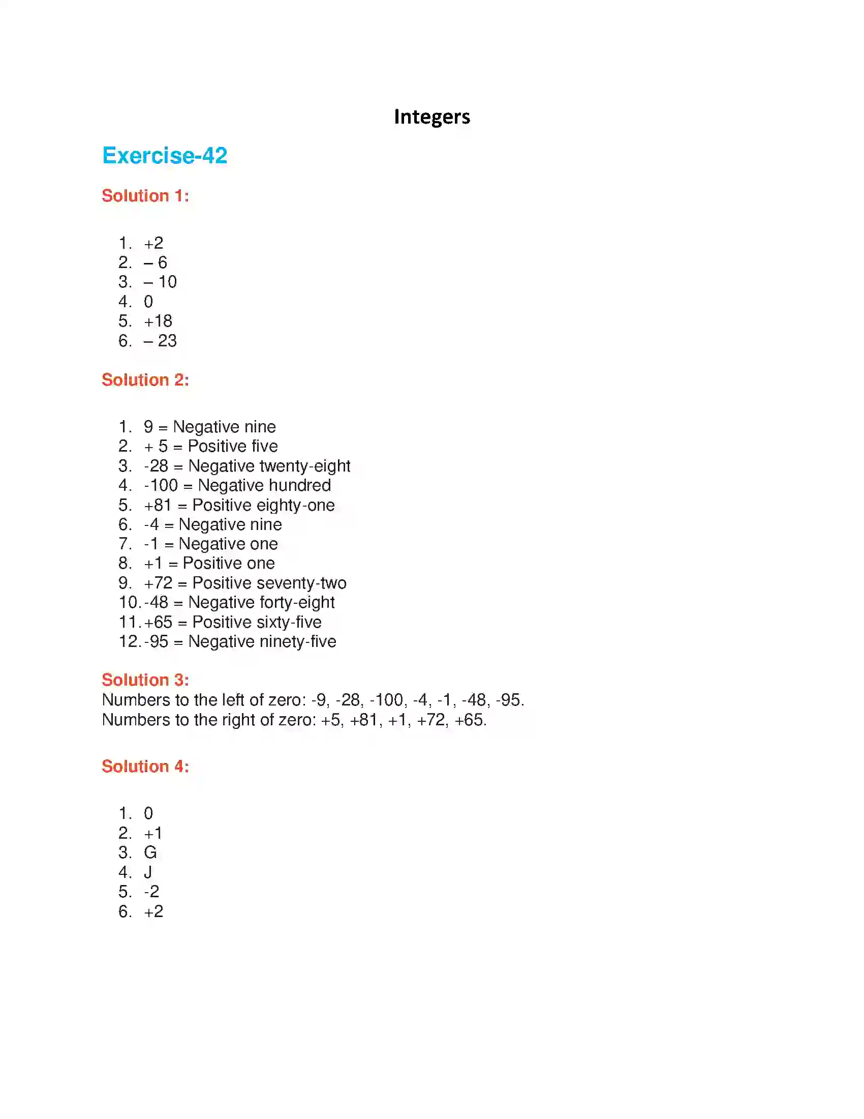 Maharashtra Board Class 6th Mathematics Integers Solution 1