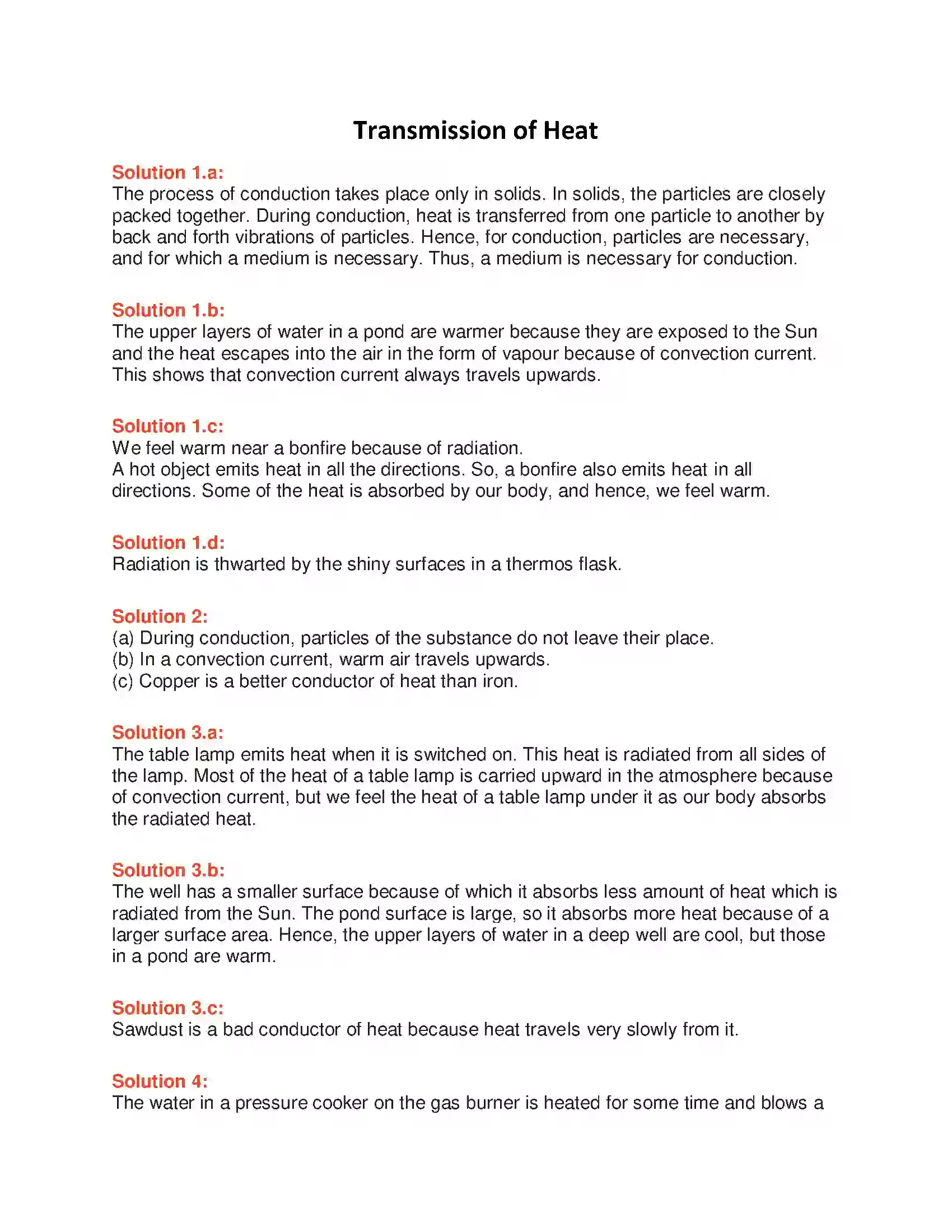 Maharashtra Board Class 7th General Science Transmission of Heat Solution 1