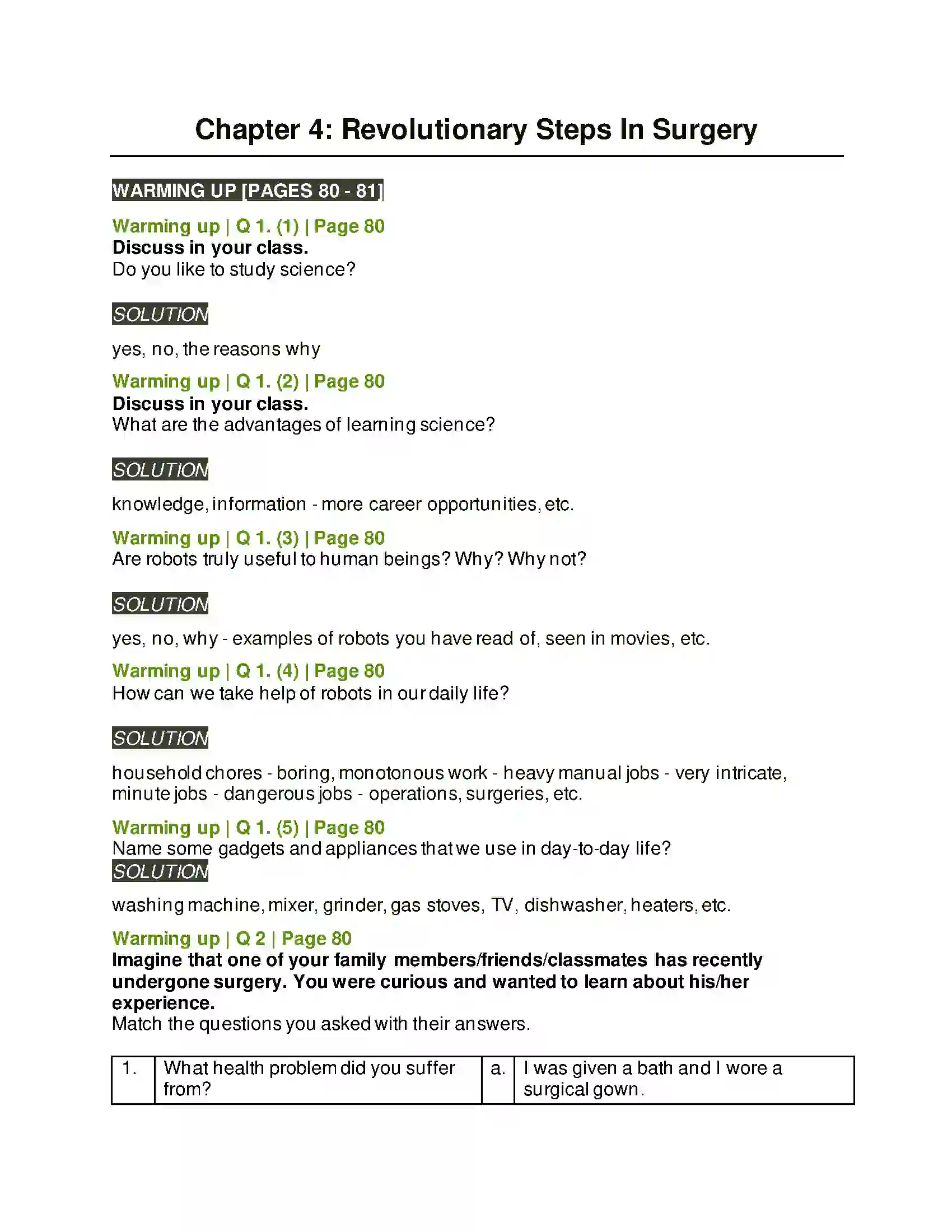 Maharashtra Board Class 8th English 4.2 Revolutionary Steps In Surgery Solution 1