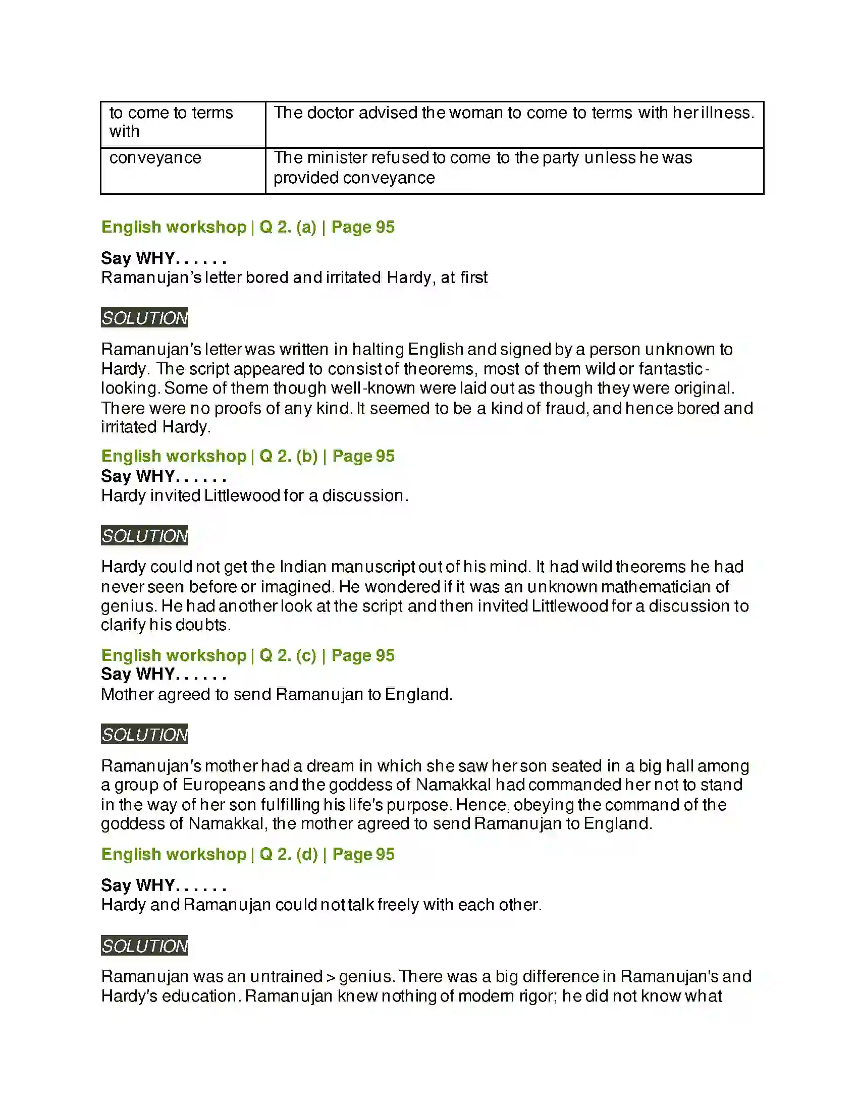 Maharashtra Board Class 8th English 4.4 Ramanujan Solution 2