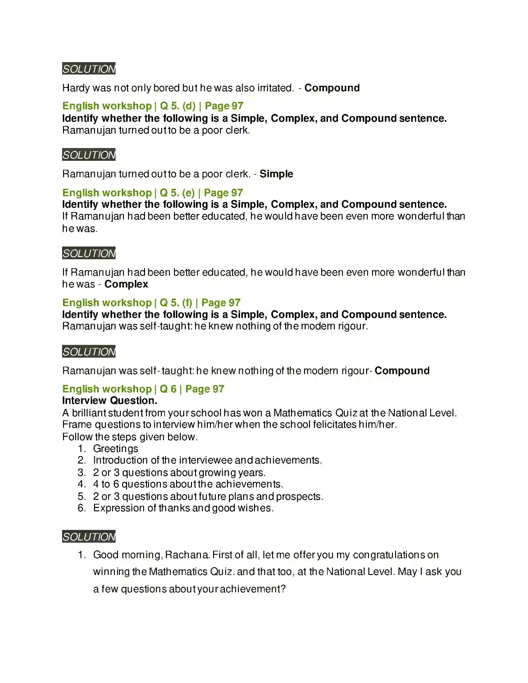 Maharashtra Board Class 8th English 4.4 Ramanujan Solution 6