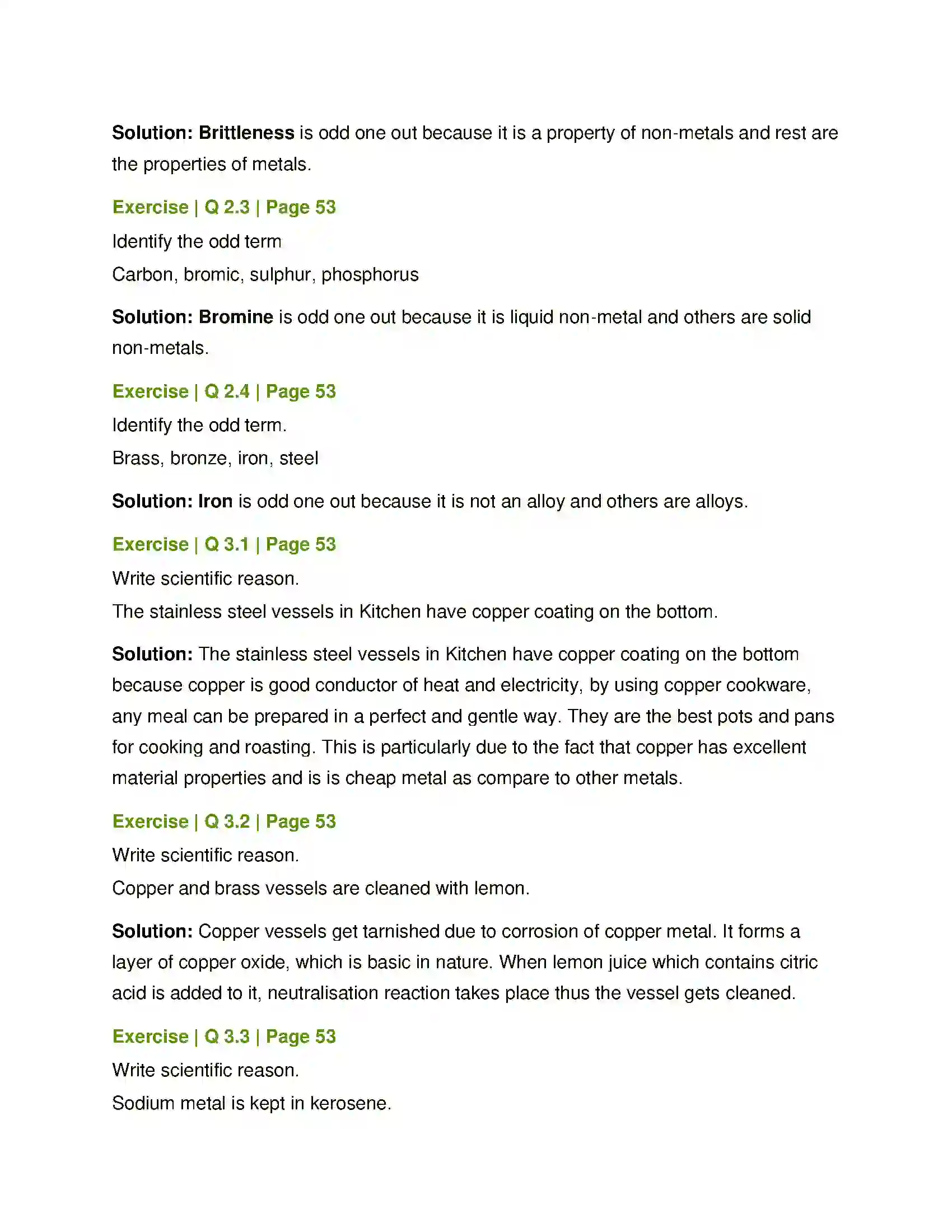 Maharashtra Board Class 8th General Science Metals and Nonmetals Solution 2