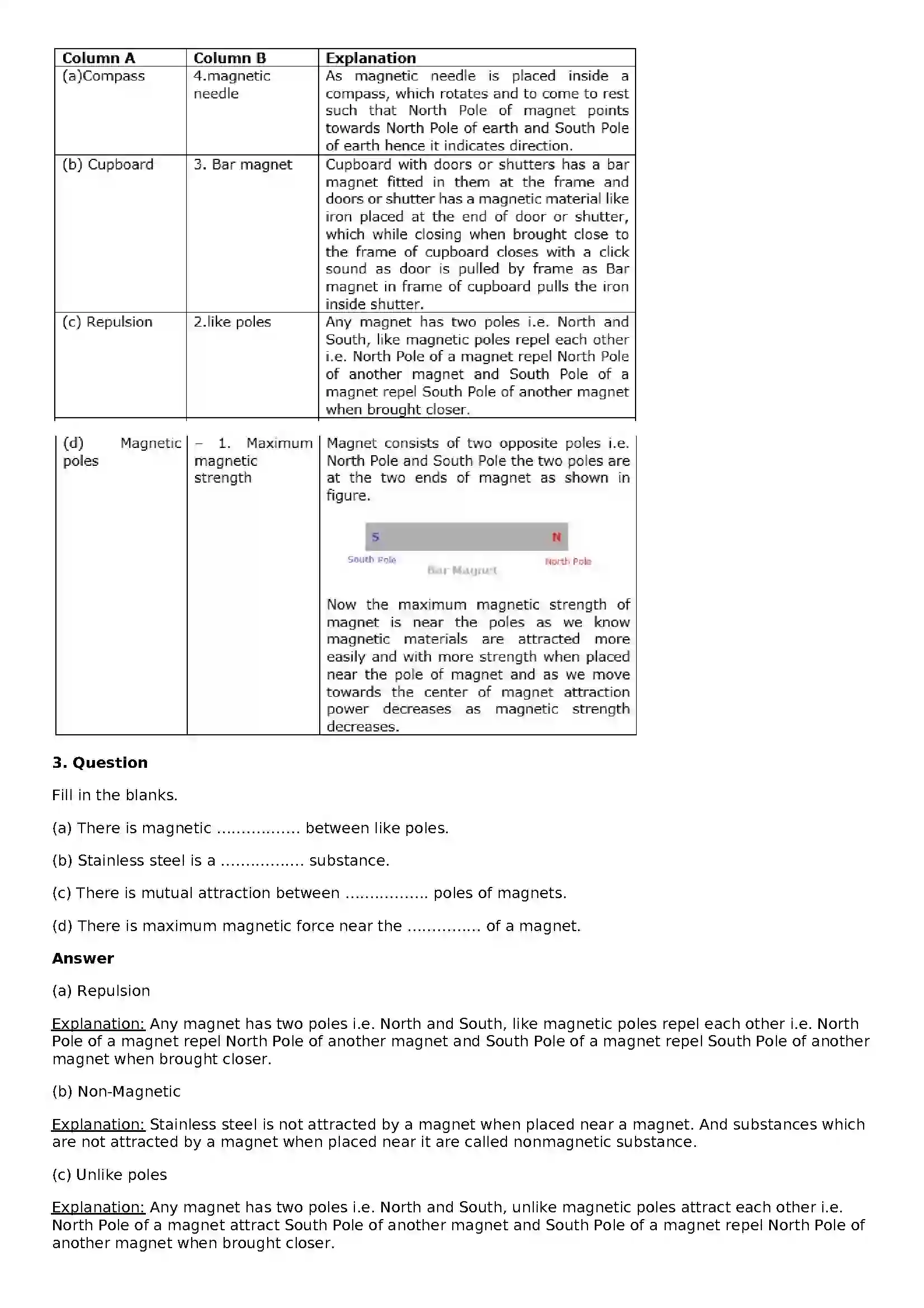Maharashtra Board Class 8th General Science Magnetism Solution 2