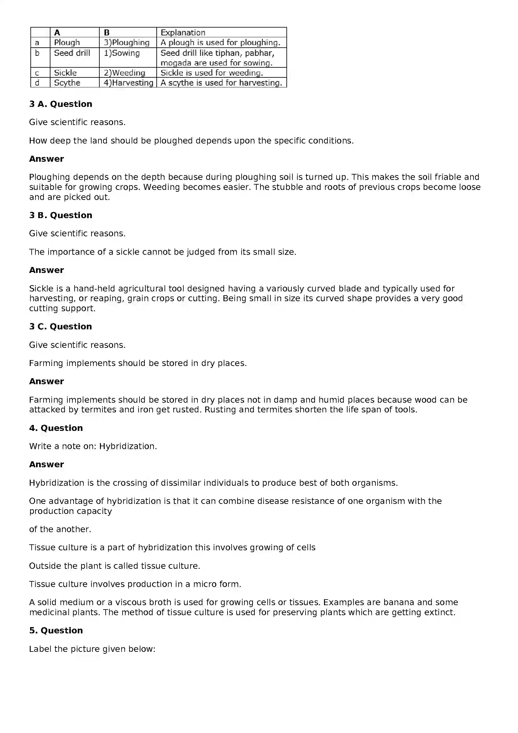 Maharashtra Board Class 8th General Science Agriculture Solution 3