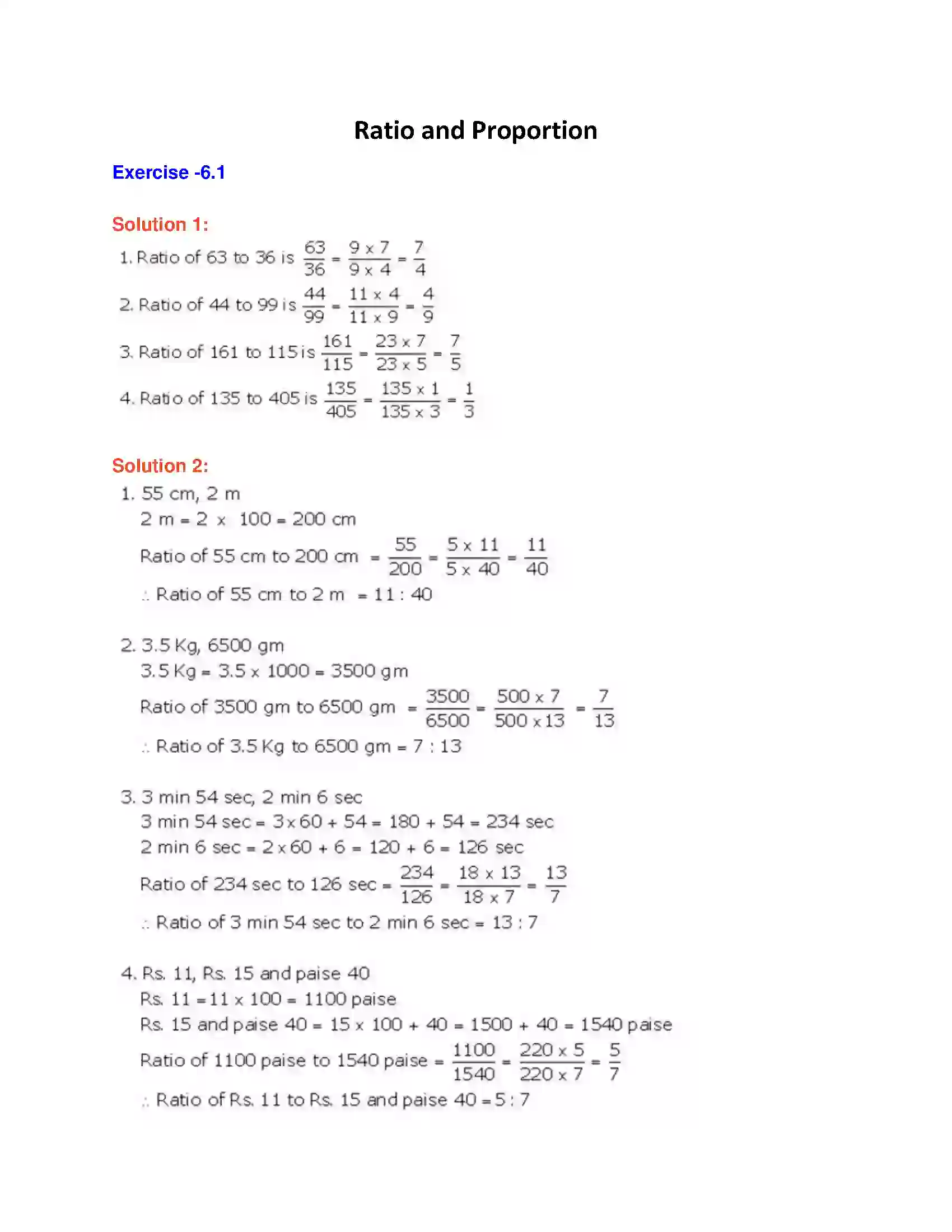 Maharashtra Board Class 9th Algebra Ratio and Proportion Solution 1