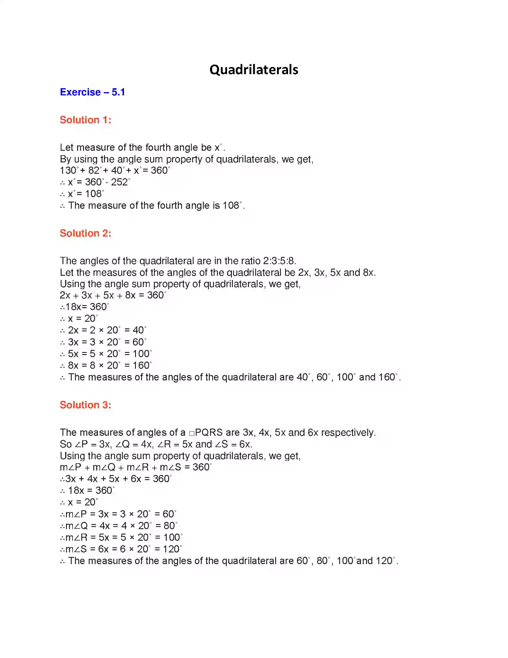 Maharashtra Board Class 9th Geometry Quadrilaterals Solution 1