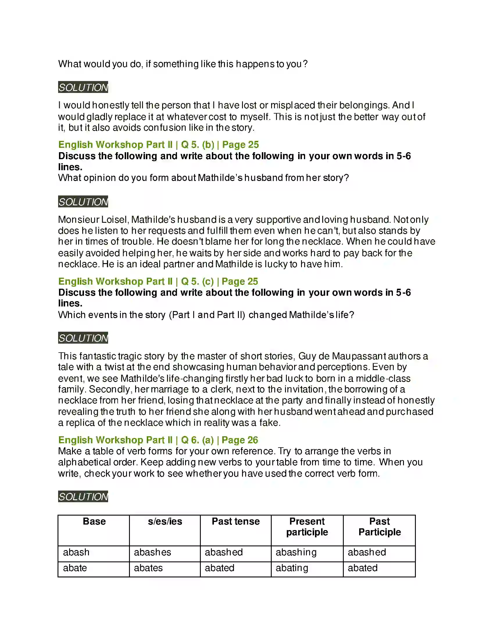 Maharashtra Board Class 9th Kumarbharati - English Medium 1.5 The Necklace Solution 10