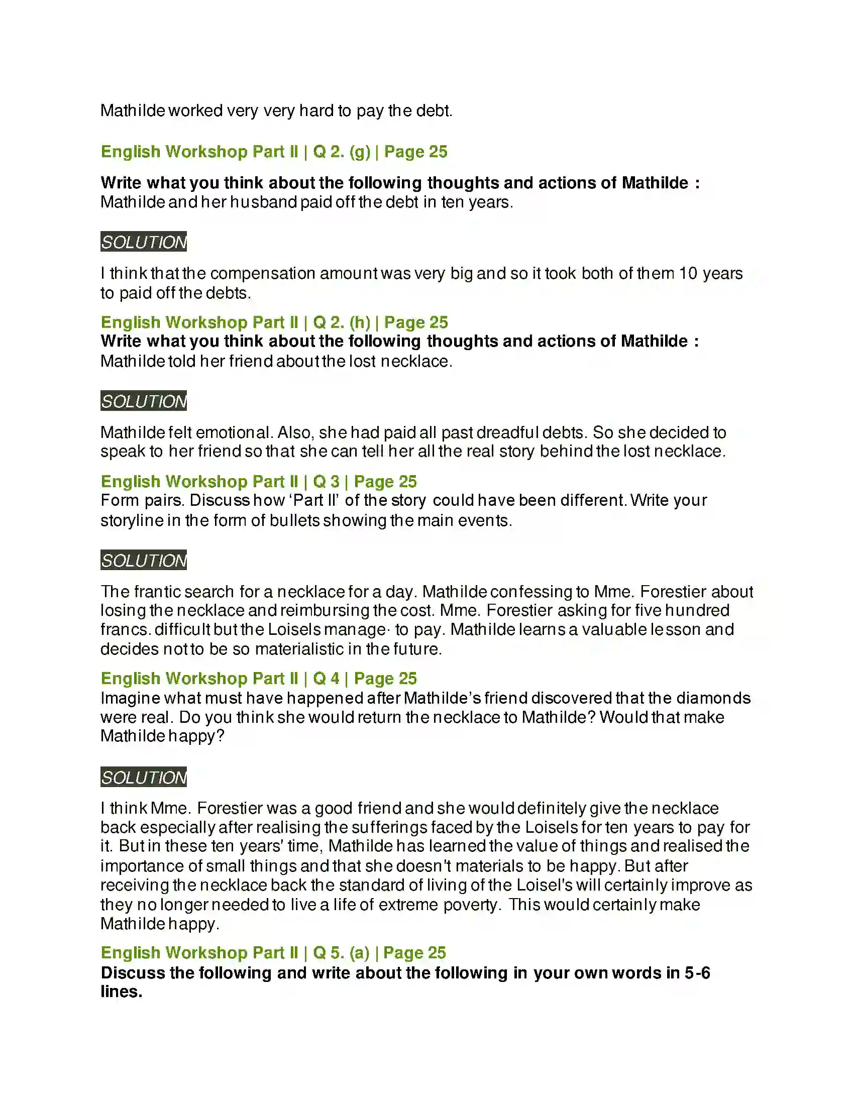 Maharashtra Board Class 9th Kumarbharati - English Medium 1.5 The Necklace Solution 9