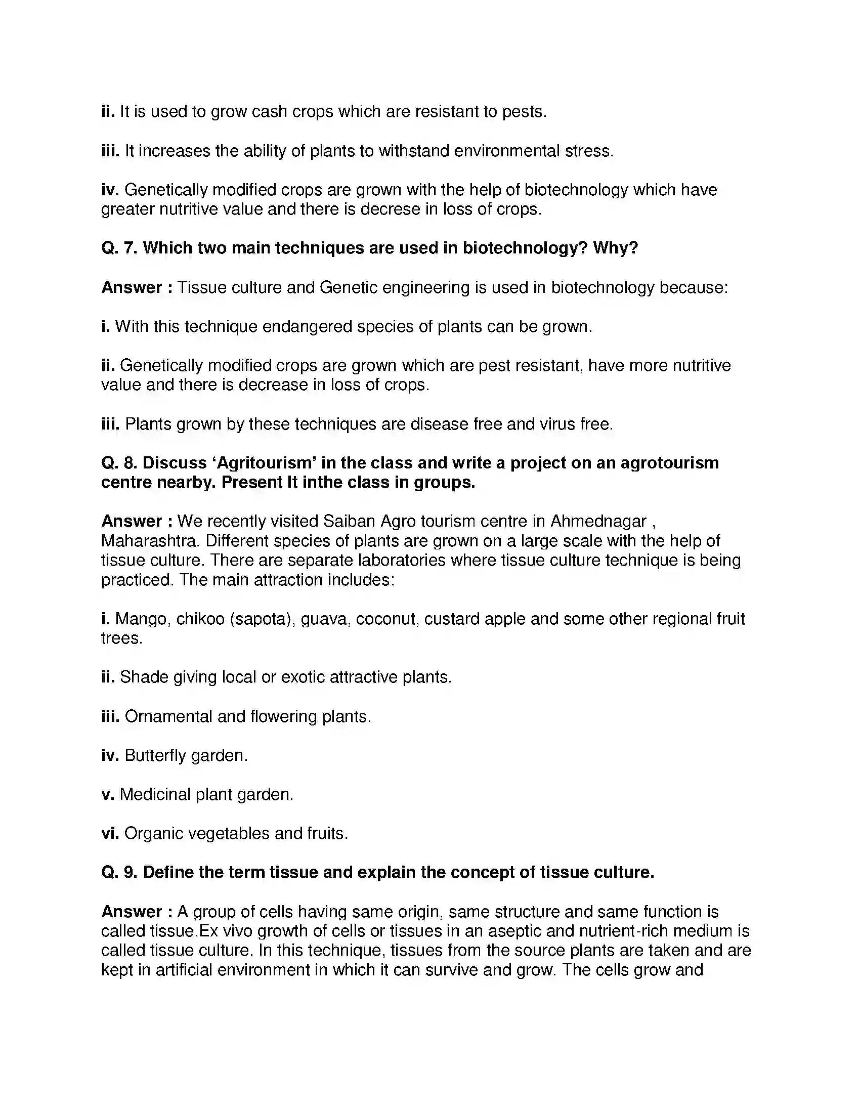 Maharashtra Board Class 9th Science & Technology - English Medium Introduction to Biotechnology Solution 5